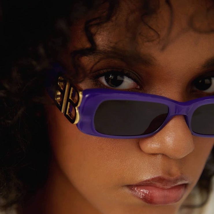 New Balenciaga Bb0096s 004 Square Violet Grey Unisex Sunglasses Balenciaga